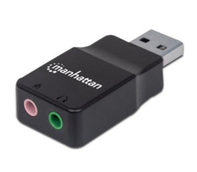 Tarjeta de Sonido Externa USB, con salida de sonido Estéreo y entrada de Micrófono (3.5mm), MANHATTAN 152754