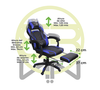 Silla Gamer Chaser, Reclinable, Reposa Pies, Soporte Cervical y Lumbar, Color Negro / Azul, Max. 120 Kg, CHASER CH-GAMERBLUE