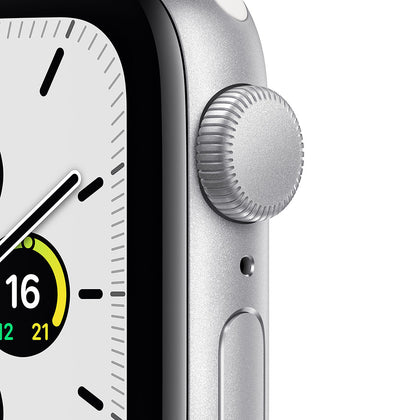 Apple Watch SE de 40mm con GPS, CPU Dual Core S6, Pantalla Retina OLED, Wi-Fi, BT 5.0, WatchOS 7, Incluye Correa Deportiva Blanca, Color Plata, APPLE MYDM2LZ/A