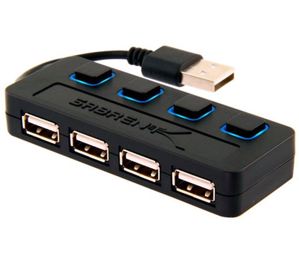 Adaptador USB 2.0 (HUB), 4 x USB 2.0, Hasta 480 Mbit/s, SABRENT HB-UMLS