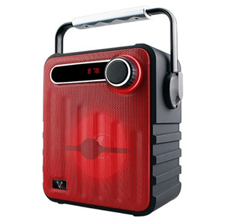 Bocina Portátil, Inalámbrica (Bluetooth), Recargable, Color Rojo, Soporta MicroSD / USB, VORAGO BSP-200-RO