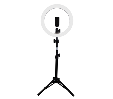 Aro de Luz LED Game Factor, con Tripié para Celulares, Webcam Stream, Maquillaje, VORAGO LRG300