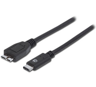 Cable de Datos USB-C - Micro USB-B (M), Color Negro, Longitud 1.0 Metros, MANHATTAN 353397