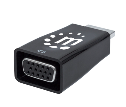 Adaptador / Convertidor de Video HDMI Macho a VGA Hembra, + 3.5mm + Micro USB, Color Negro, MANHATTAN 151542