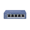 Switch Gigabit PoE+ / No Administrable / 300 Metros PoE Larga Distancia / 4 Puertos 10/100/1000 Mbps PoE+ (35 W) + 1 Puerto Uplink 10/100/1000 Mbps, HIKVISION DS-3E0505P-E/M