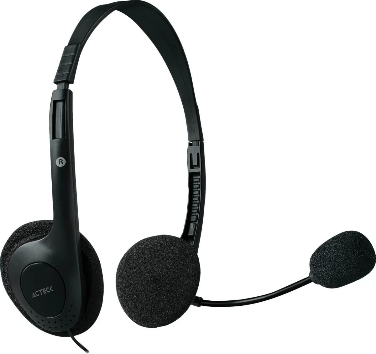 Audífonos C/ Micrófono Modelo AM-370, Conexión 3.5 mm (Doble), Color Negro, Longitud Cable 1.8 Metros, ACTECK MUAA-005