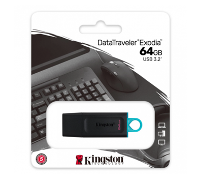 Memoria Flash USB 3.2, DataTraveler Exodia, Capacidad 64GB, Color Negro, KINGSTON DTX/64GB