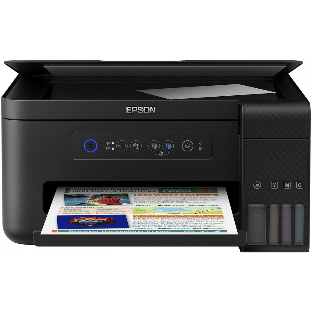 Impresora Multifuncional EcoTank L4150, Inalámbrica, Imprime, Copia, Escanea, Tecnología de inyección de tinta MicroPiezo de 4 colores (CMYK), EPSON C11CG25301