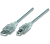 Cable de Datos USB-A - USB-B (M-M), Color Plata, Longitud 4.5 Metros, MANHATTAN 340465